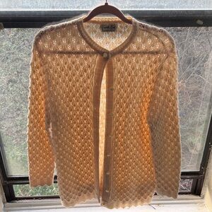 Women's Beige Open-Knit Cardigan